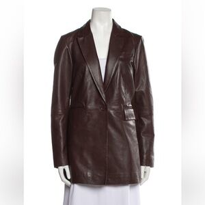 Elegant Dark Brown Leather Blazer